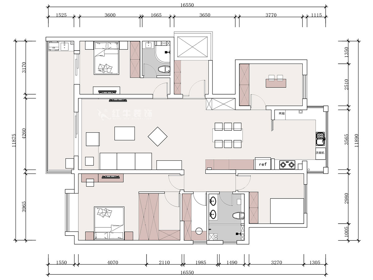 【實(shí)景案例】蔣琛｜中冶錦繡華府中苑-180㎡-新中式風(fēng)格｜5室2廳2衛(wèi)｜新房裝修｜定制家｜全包28萬(wàn)｜00_02平面布置圖