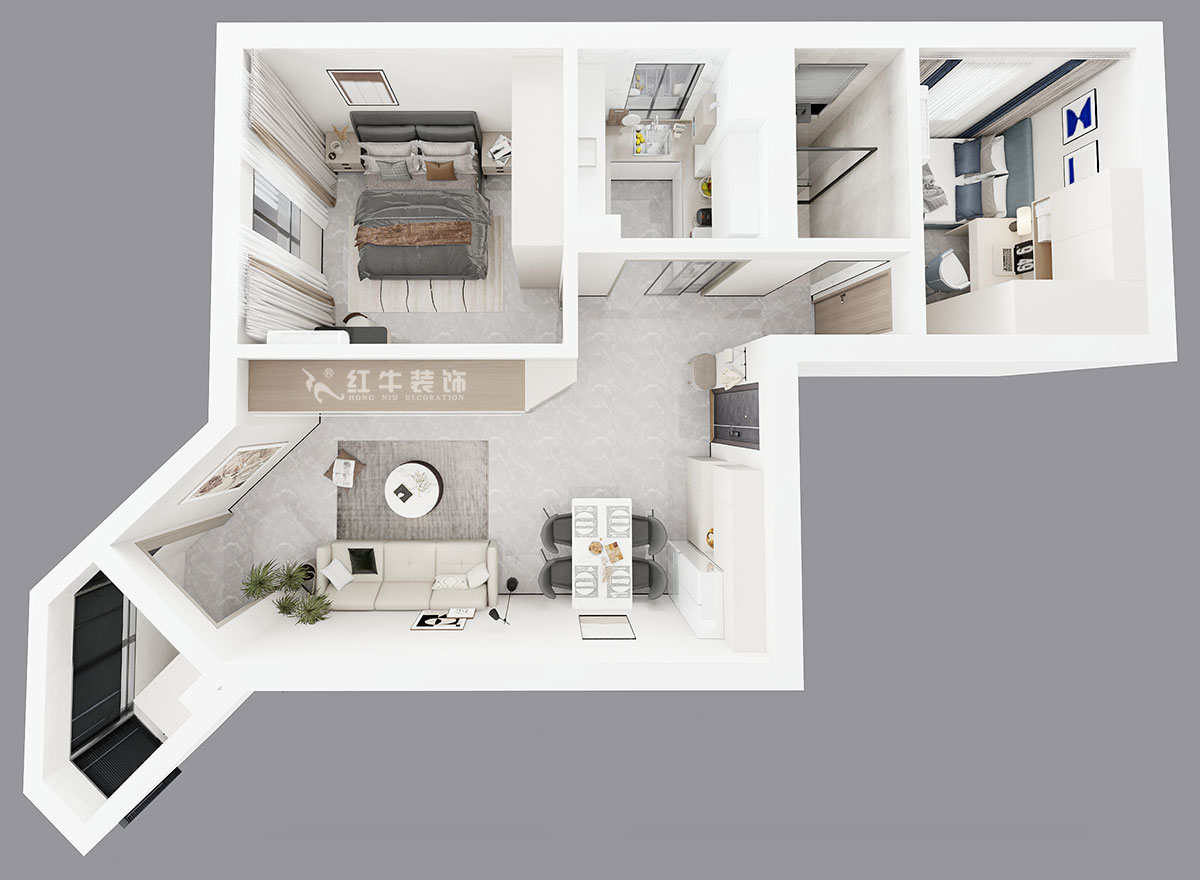 孟憲濤|北門橋10號1508室-85㎡-現(xiàn)代簡約風(fēng)格|2室2廳1衛(wèi)|老房裝修|定制家|全包12萬|00_05鳥瞰圖