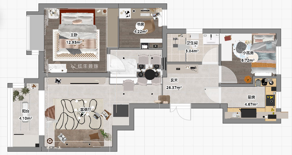 賈庭｜紫金觀邸7-2-204-85㎡-現(xiàn)代風格｜3室2廳2衛(wèi)｜老房裝修｜定制家｜全包11