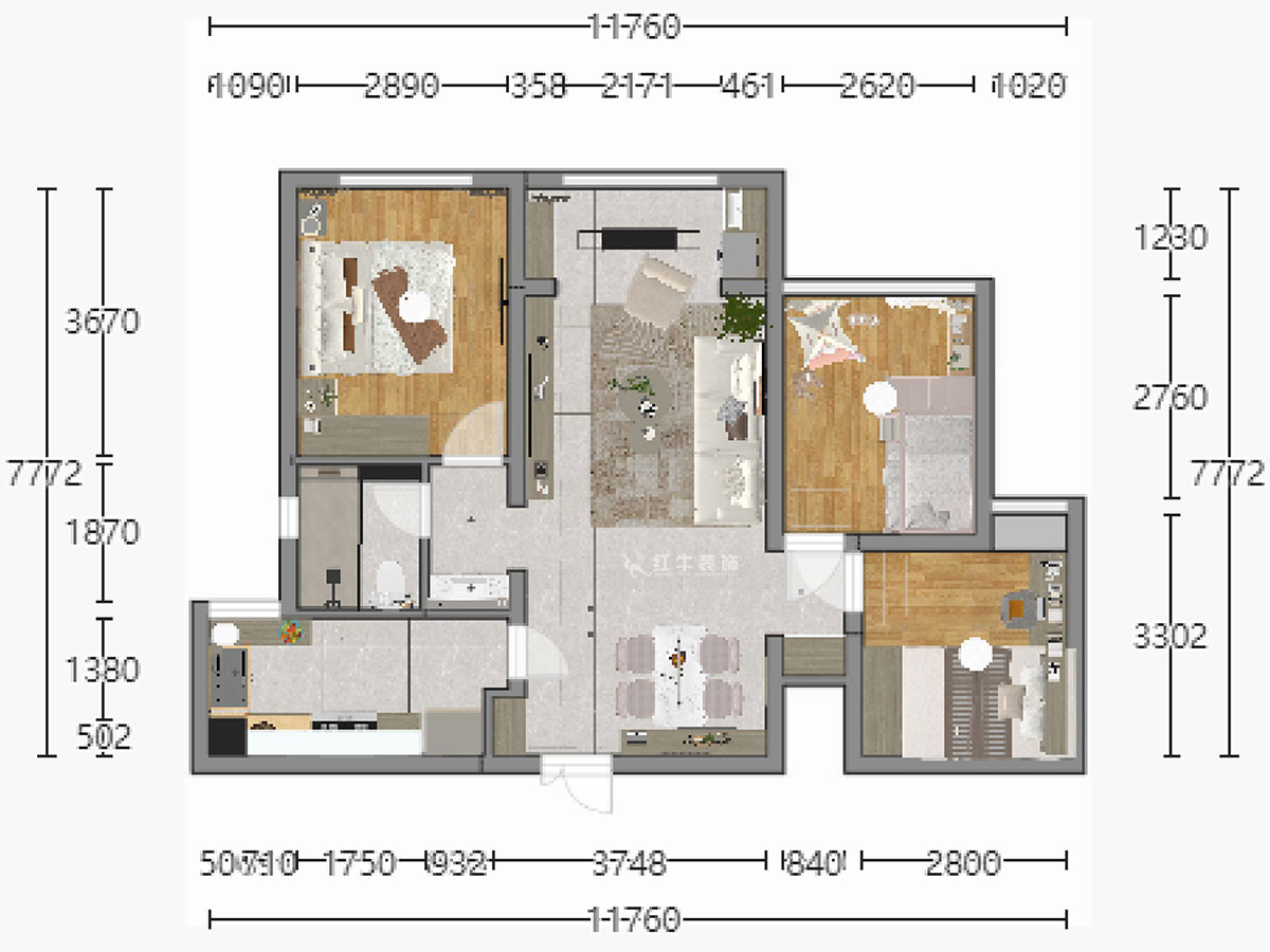 陸利民｜保利國際社區(qū)2-1-2402-89㎡-現(xiàn)代風(fēng)格｜3室2廳1衛(wèi)｜新房裝修｜定制家｜全包13