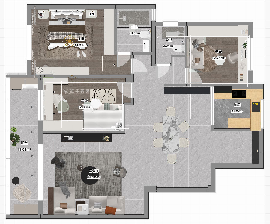 賈庭｜陽光聚寶山莊臻園28-2-304-128㎡-現(xiàn)代風格｜3室2廳1廚2衛(wèi)｜老房裝修｜定制家｜全包15