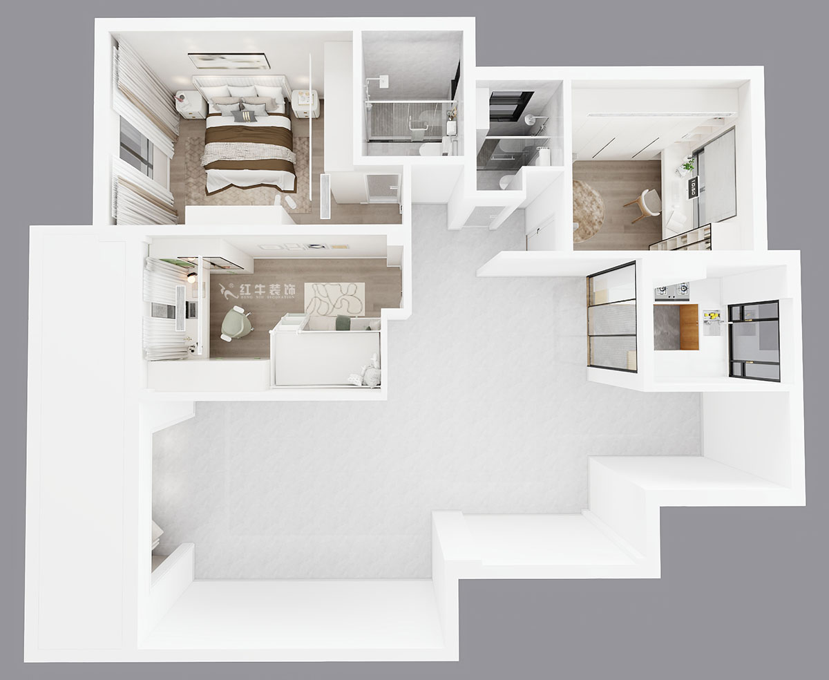 賈庭｜陽光聚寶山莊臻園28-2-304-128㎡-現(xiàn)代風格｜3室2廳1廚2衛(wèi)｜老房裝修｜定制家｜全包15