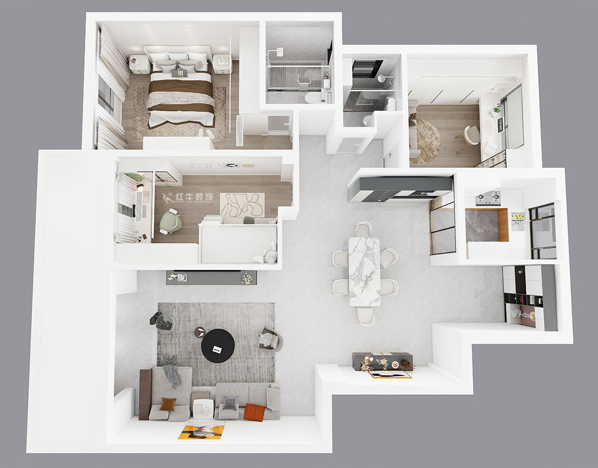 賈庭｜陽光聚寶山莊臻園28-2-304-128㎡-現(xiàn)代風格｜3室2廳1廚2衛(wèi)｜老房裝修｜定制家｜全包15