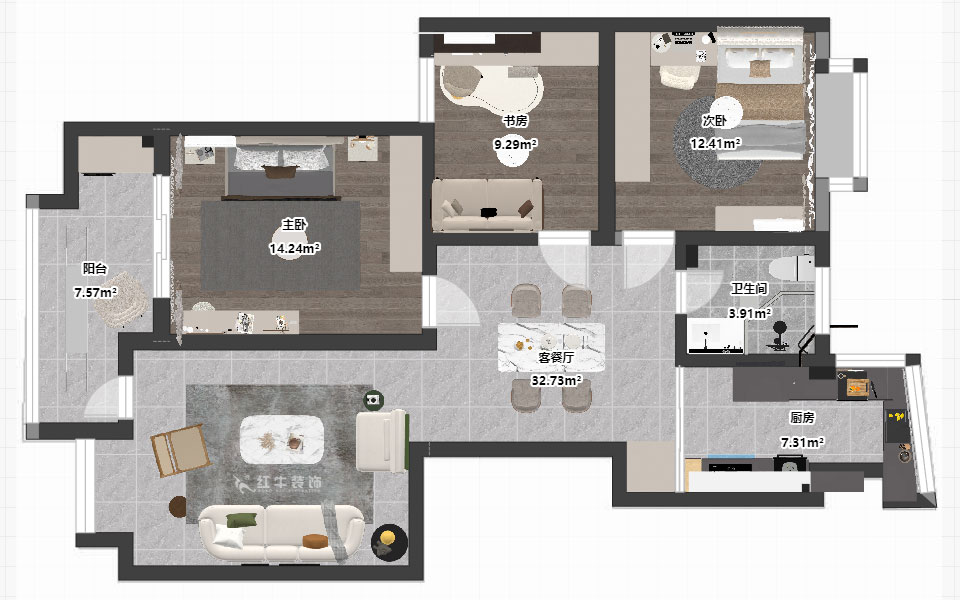 劉萍萍｜龍翔鳴翠苑17-702-112㎡-現(xiàn)代簡約風格｜3室2廳1衛(wèi)｜老房裝修｜定制家｜全包14