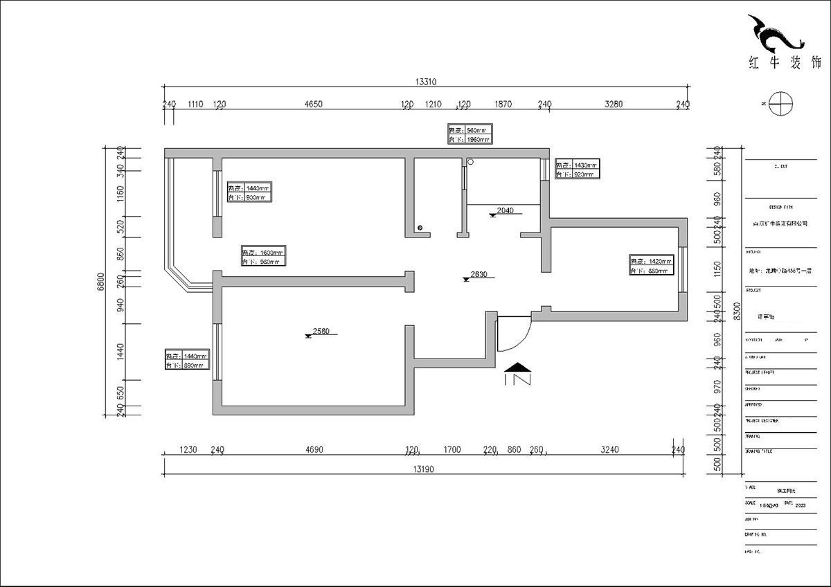 朱明琪|評事街137號3-402-71㎡-原木風格|3室2廳1衛(wèi)|老房改造|定制家|全包11萬|00_01原始結構圖