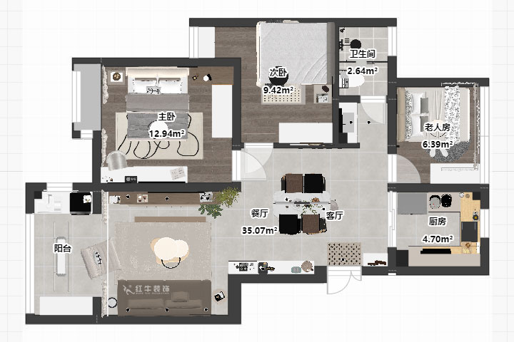 劉曉芳｜紫金銘苑3-2-504-90㎡-極簡奶油風(fēng)格｜3室2廳1衛(wèi)｜新房裝修｜定制家｜全包13