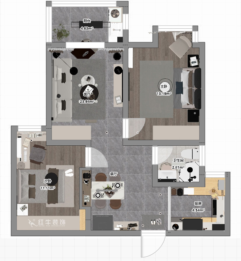 仇美蓉|御道嘉庭8-1-702-78㎡-簡(jiǎn)約風(fēng)格|2室2廳1衛(wèi)|新房裝修|定制家|全包10萬(wàn)|00_03平面彩圖