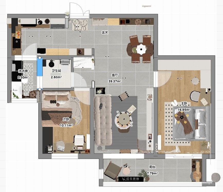 劉萍萍|麒麟山莊27-502-103㎡-現(xiàn)代簡(jiǎn)約風(fēng)格|2室2廳1衛(wèi)|老房裝修|定制家|全包14