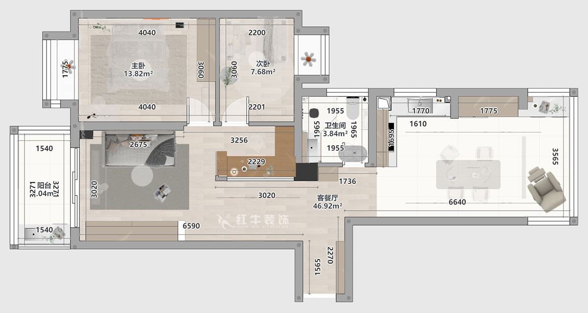劉萍萍｜匯景園A203-90㎡-現(xiàn)代簡約風格｜2室2廳1衛(wèi)｜新房裝修｜定制家｜全包12