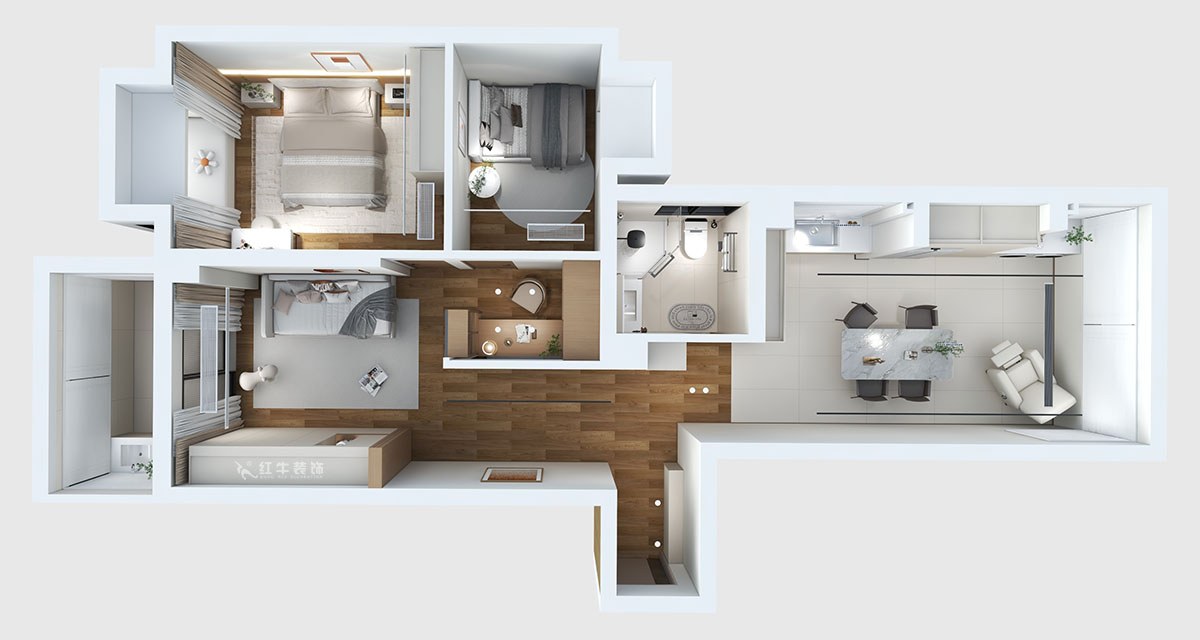 劉萍萍｜匯景園A203-90㎡-現(xiàn)代簡約風格｜2室2廳1衛(wèi)｜新房裝修｜定制家｜全包12