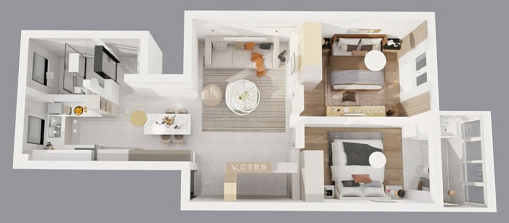 顧娟｜曹后村30號大院4-3-304-75㎡-現(xiàn)代風格｜2室2廳1衛(wèi)｜舊房裝修｜定制家｜全包12