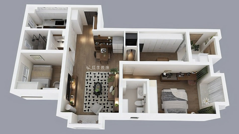 蔣?。鹩驀?guó)際10-2004-105㎡-現(xiàn)代簡(jiǎn)約風(fēng)格｜3室1廳1衛(wèi)｜毛坯裝修｜定制家｜全包12萬(wàn)｜00_04鳥(niǎo)瞰圖