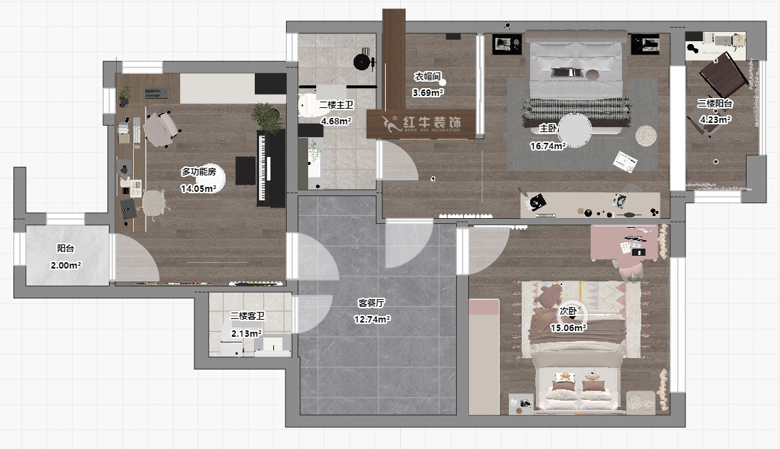 蔣琛｜泰山魯能七號院6-205-280㎡-現(xiàn)代簡約風(fēng)格｜復(fù)式｜4室2廳3衛(wèi)｜毛坯裝修｜定制家｜全包40萬｜00_06二層平面彩圖