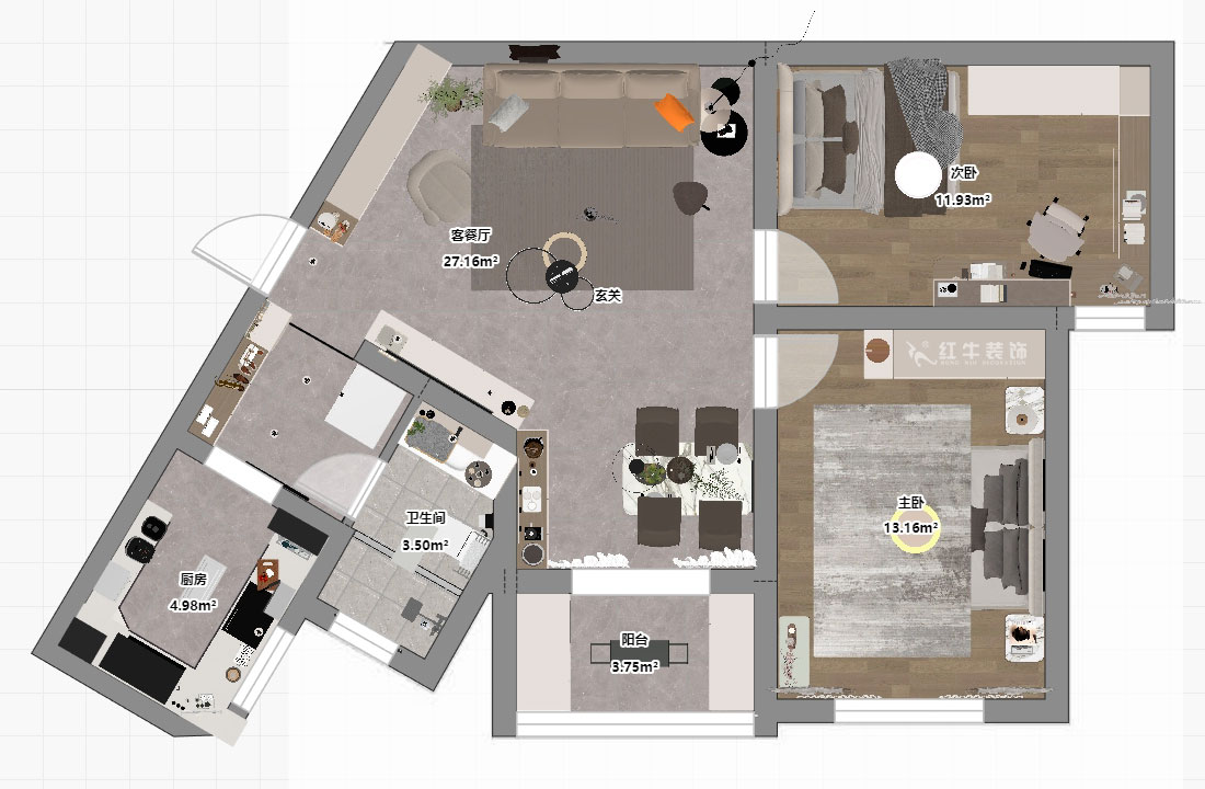 蔣?。埥^(qū)陽光廣場(chǎng)5-2002-90㎡-現(xiàn)代簡(jiǎn)約風(fēng)格｜2室2廳1衛(wèi)｜二手房裝修｜定制家｜全包12萬｜00_03平面彩圖