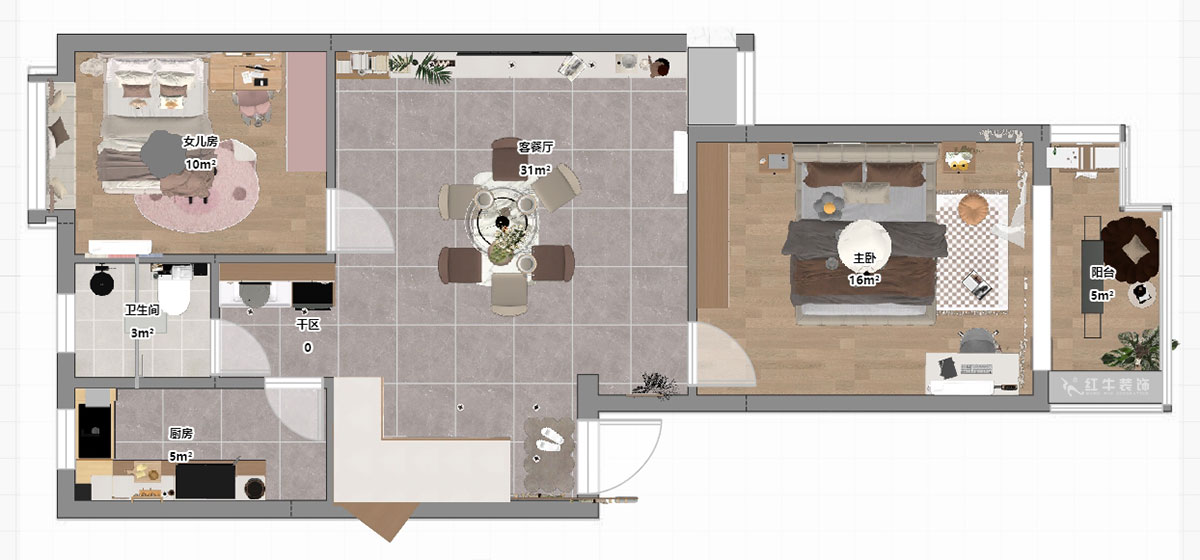 朱明琪|一品嘉園1-29-606-89㎡-現(xiàn)代簡(jiǎn)約風(fēng)格|2室1廳1衛(wèi)+閣樓|老房裝修|定制家|全包13萬(wàn)|00_03平面彩圖