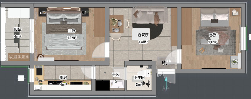 吳波|康美里1-4-502-60㎡-現(xiàn)代簡約風(fēng)格|2室2廳1衛(wèi)|舊房裝修|定制家|全包9