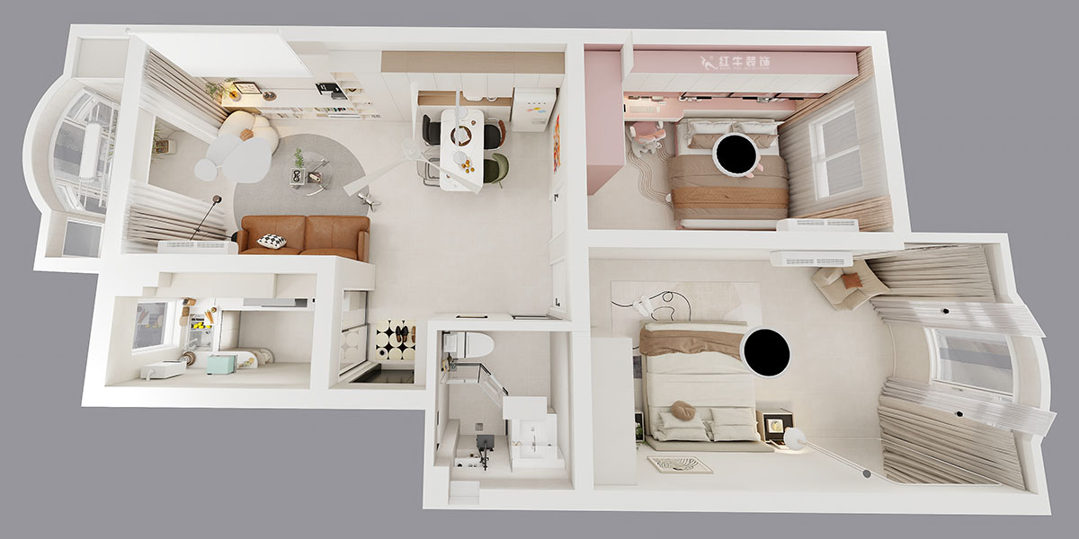 朱明琪|紫薇花園2-302-72㎡-現(xiàn)代風(fēng)格|2室2廳1衛(wèi)|老房裝修|定制家|全包12萬(wàn)|00_04鳥(niǎo)瞰圖