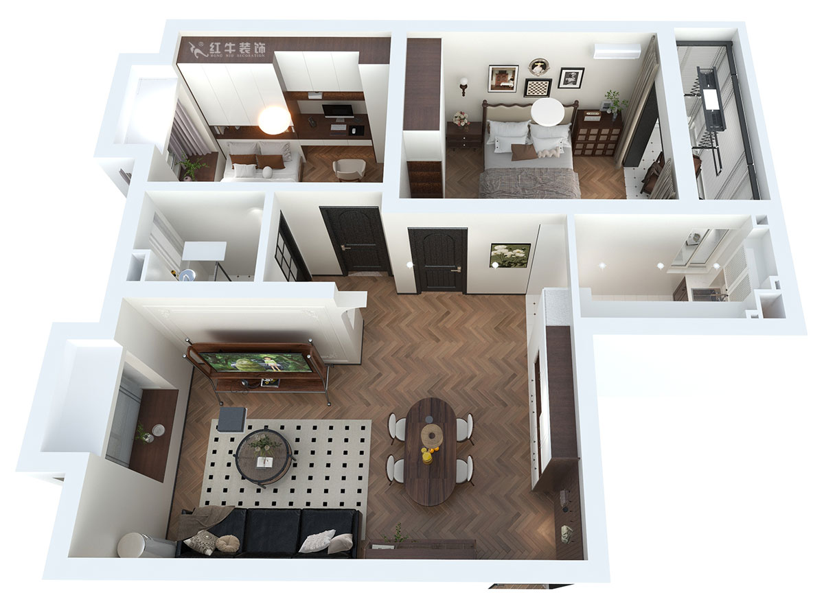 蔣?。偌液骰▓@倫敦城23-801-75㎡-復(fù)古風(fēng)｜2室1廳1衛(wèi)｜二手房裝修｜定制家｜全包12萬(wàn)｜00_04鳥(niǎo)瞰圖