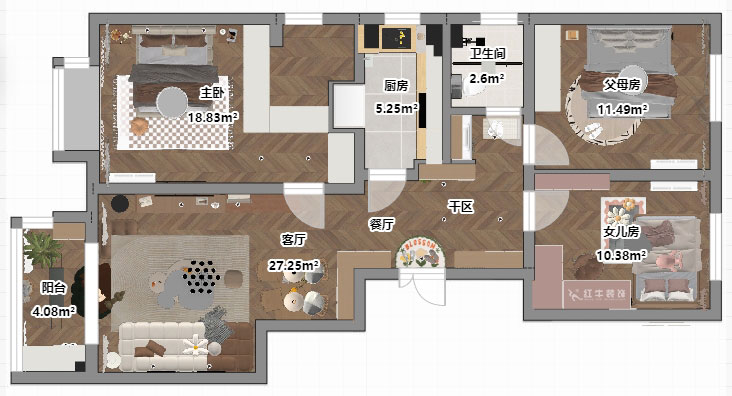 賈庭|紫金觀邸3-408-105㎡-北歐奶油風(fēng)格|3室2廳1廚2衛(wèi)|老房裝修|定制家|全包12