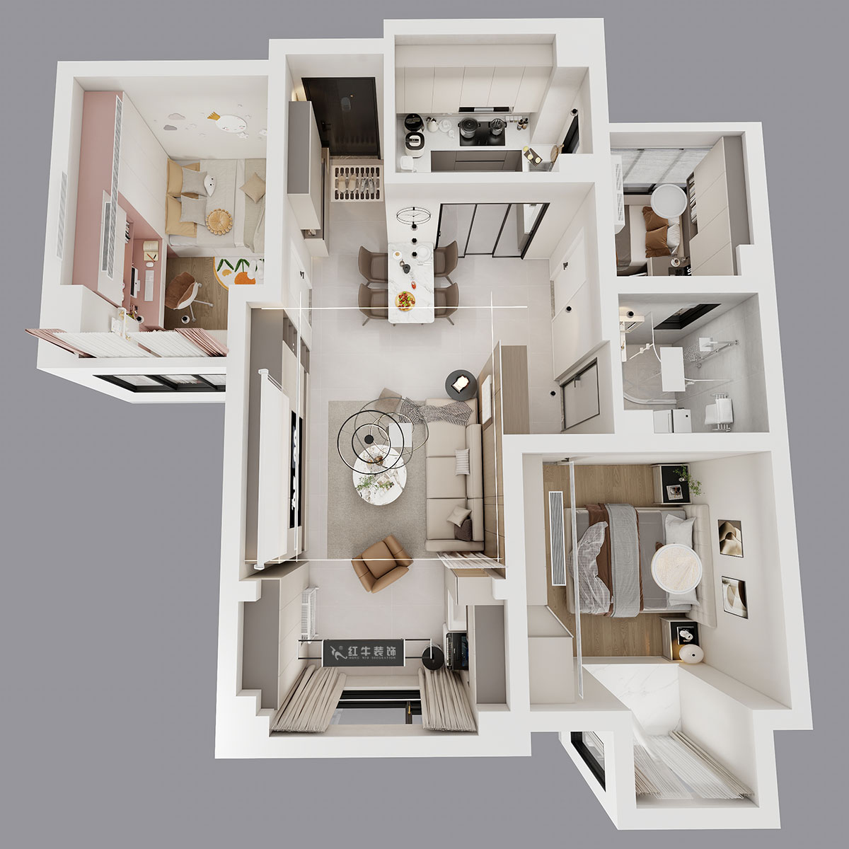 魏明花|金陵灣6幢2-503-89㎡-現(xiàn)代簡(jiǎn)約風(fēng)格|3室2廳1衛(wèi)|二手房裝修|定制家|全包12萬(wàn)|00_04鳥(niǎo)瞰圖