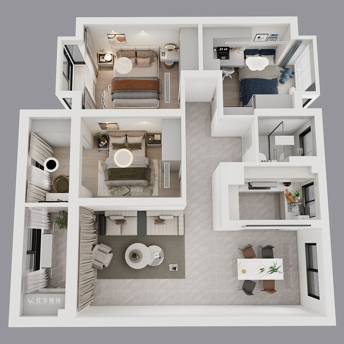 賈庭|金沙璟園4-2104-100㎡-新中式風(fēng)格|3室2廳1廚1衛(wèi)|毛坯裝修|定制家|全包13