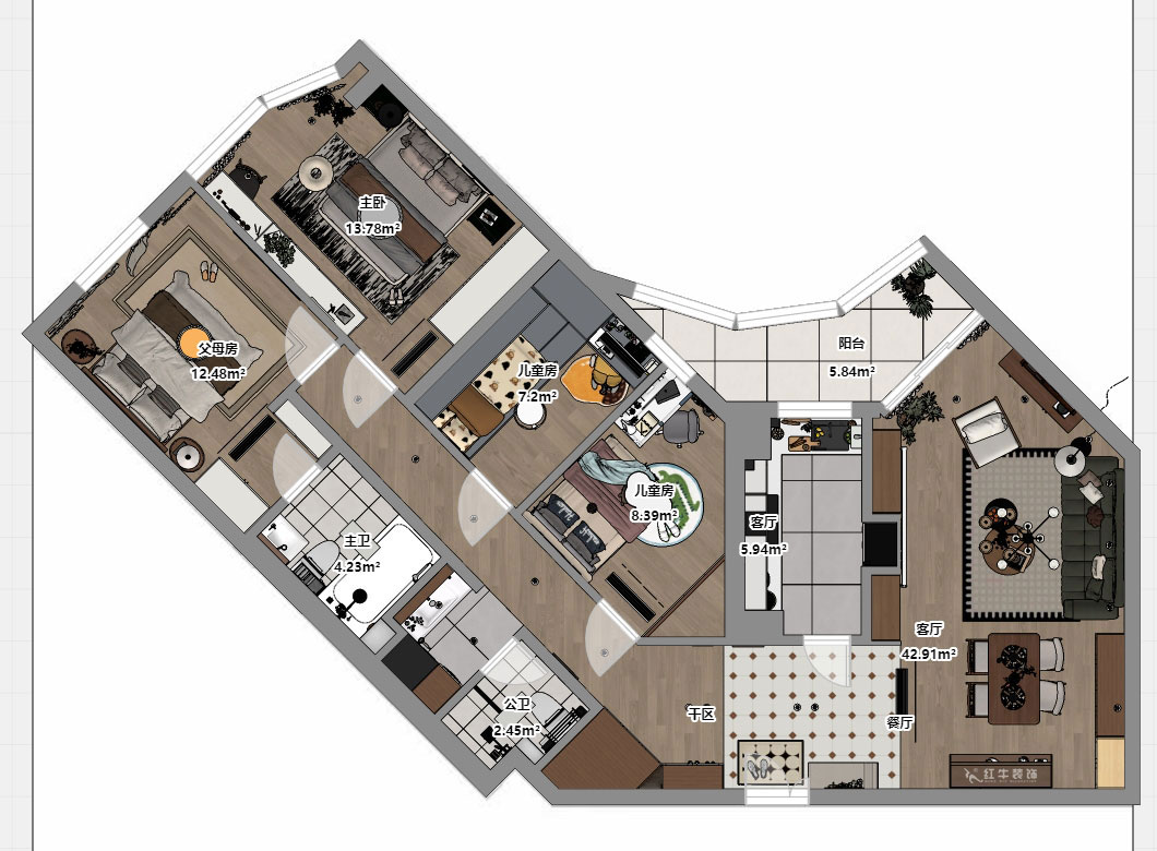 顧娟|豐匯大廈2205室-120㎡-復(fù)古風(fēng)|3室2廳2衛(wèi)|舊房裝修|定制家|全包16