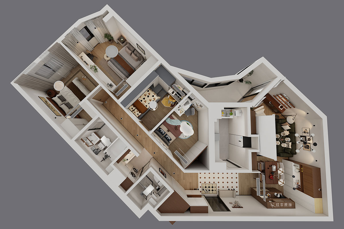 顧娟|豐匯大廈2205室-120㎡-復(fù)古風(fēng)|3室2廳2衛(wèi)|舊房裝修|定制家|全包16