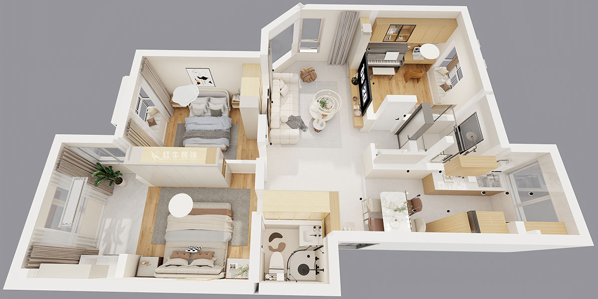 顧娟｜春天家園11-37-402-90㎡-現(xiàn)代簡(jiǎn)約風(fēng)格｜3室2廳2衛(wèi)｜舊房裝修｜定制家｜全包12萬(wàn)｜00_05鳥(niǎo)瞰圖