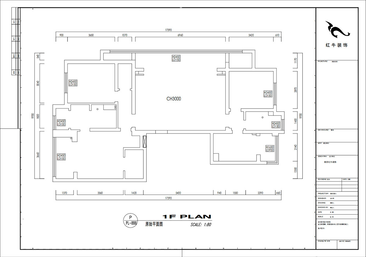 劉小勇｜翠屏誠(chéng)園北區(qū)5-702-138㎡-現(xiàn)代黑白灰風(fēng)格｜3室2廳2衛(wèi)｜老房裝修｜定制家｜全包19萬｜00_01原始結(jié)構(gòu)圖