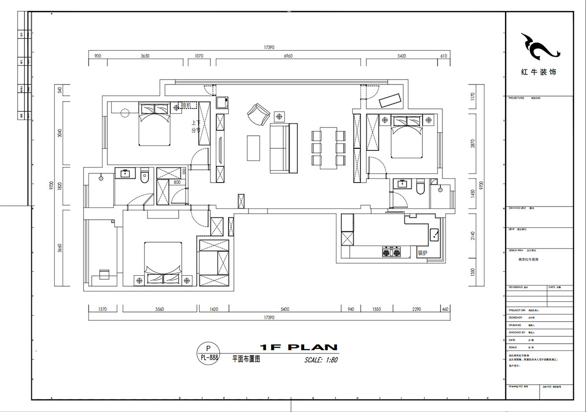 劉小勇｜翠屏誠(chéng)園北區(qū)5-702-138㎡-現(xiàn)代黑白灰風(fēng)格｜3室2廳2衛(wèi)｜老房裝修｜定制家｜全包19萬｜00_02平面布置圖