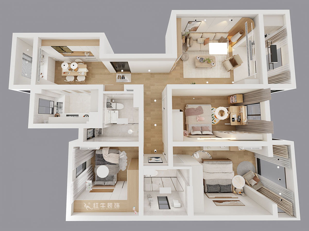 朱彥|凱悅天琴2-3-1106-140㎡-現(xiàn)代簡約風(fēng)格|3室2廳2衛(wèi)|老房改造|定制家|全包18萬|00_04鳥瞰圖