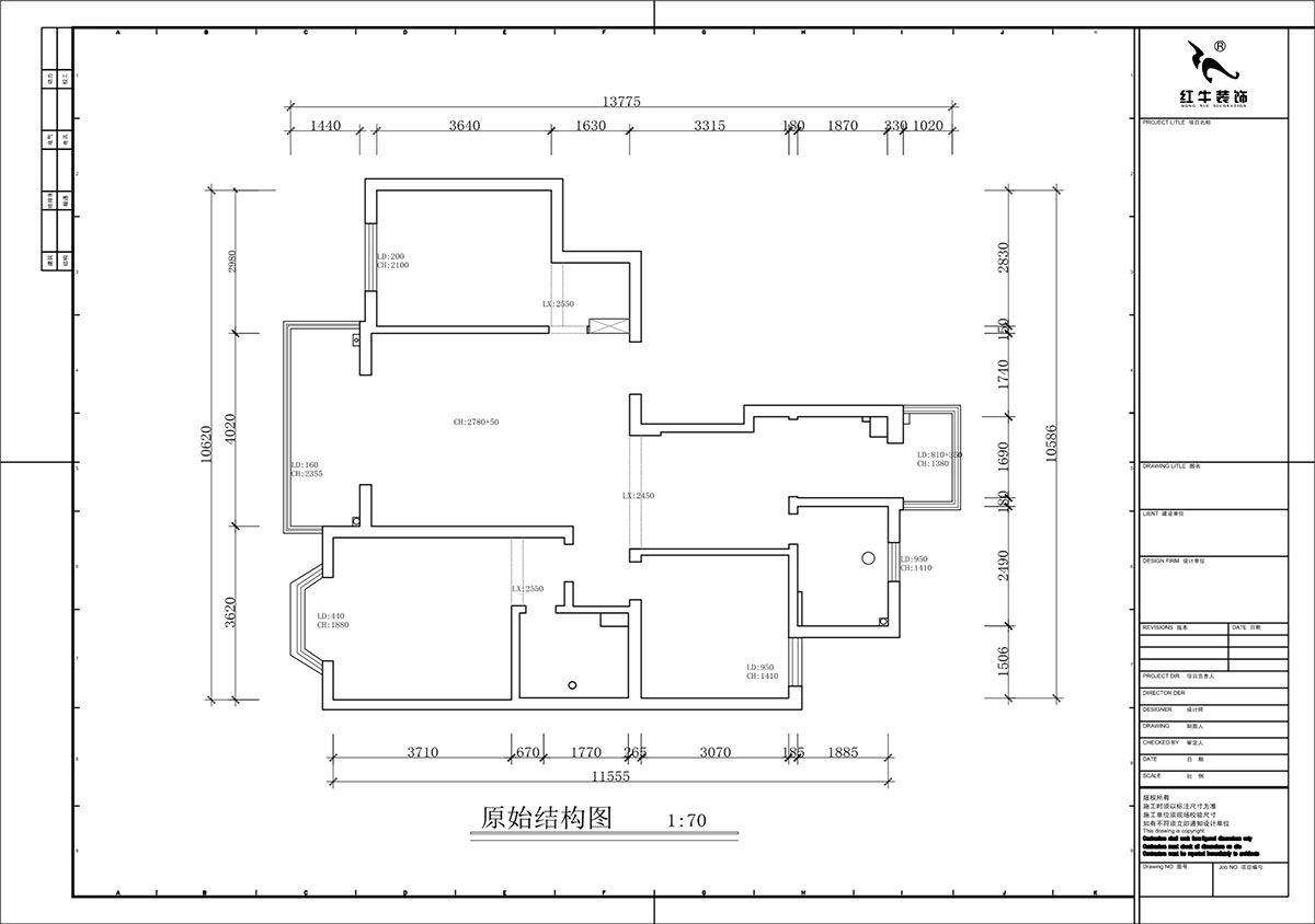蔣琛｜香榭里8-2-901-108㎡-現(xiàn)代簡約風(fēng)格｜3室2廳2衛(wèi)｜老房裝修｜定制家｜全包16萬｜00_01原始結(jié)構(gòu)圖