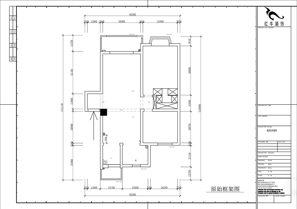 蔣?。汩坷?-2-902-100㎡-現(xiàn)代簡(jiǎn)約風(fēng)格｜2室2廳1衛(wèi)｜老房裝修｜定制家｜全包14萬(wàn)｜00_01原始框架圖