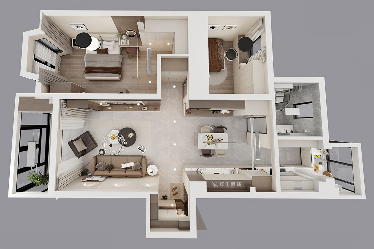蔣琛｜香榭里8-2-902-100㎡-現(xiàn)代簡(jiǎn)約風(fēng)格｜2室2廳1衛(wèi)｜老房裝修｜定制家｜全包14萬(wàn)｜00_04鳥(niǎo)瞰圖