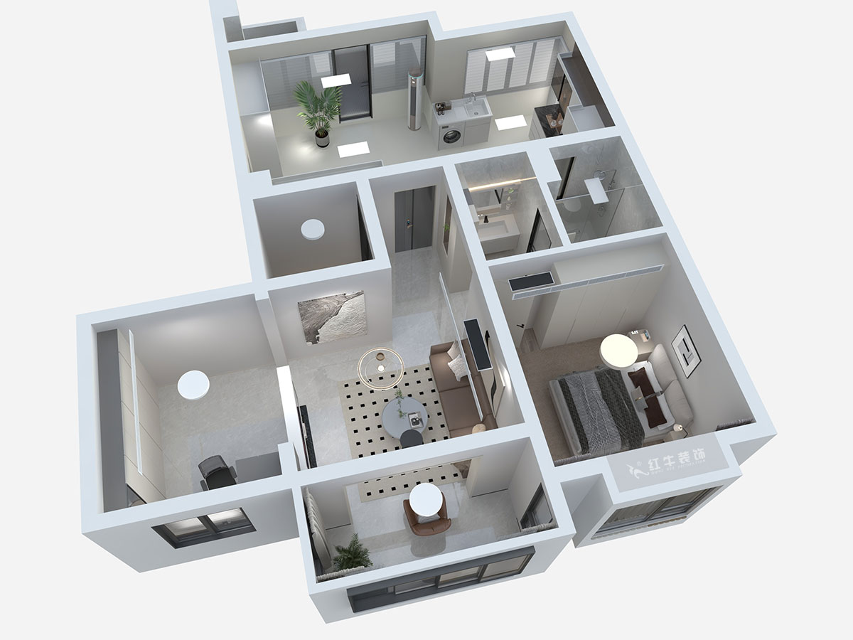 蔣琛｜香榭里8-3-1101-260㎡-現(xiàn)代簡約風(fēng)格｜4室3廳2衛(wèi)｜老房裝修｜定制家｜全包29萬｜00_06鳥瞰圖