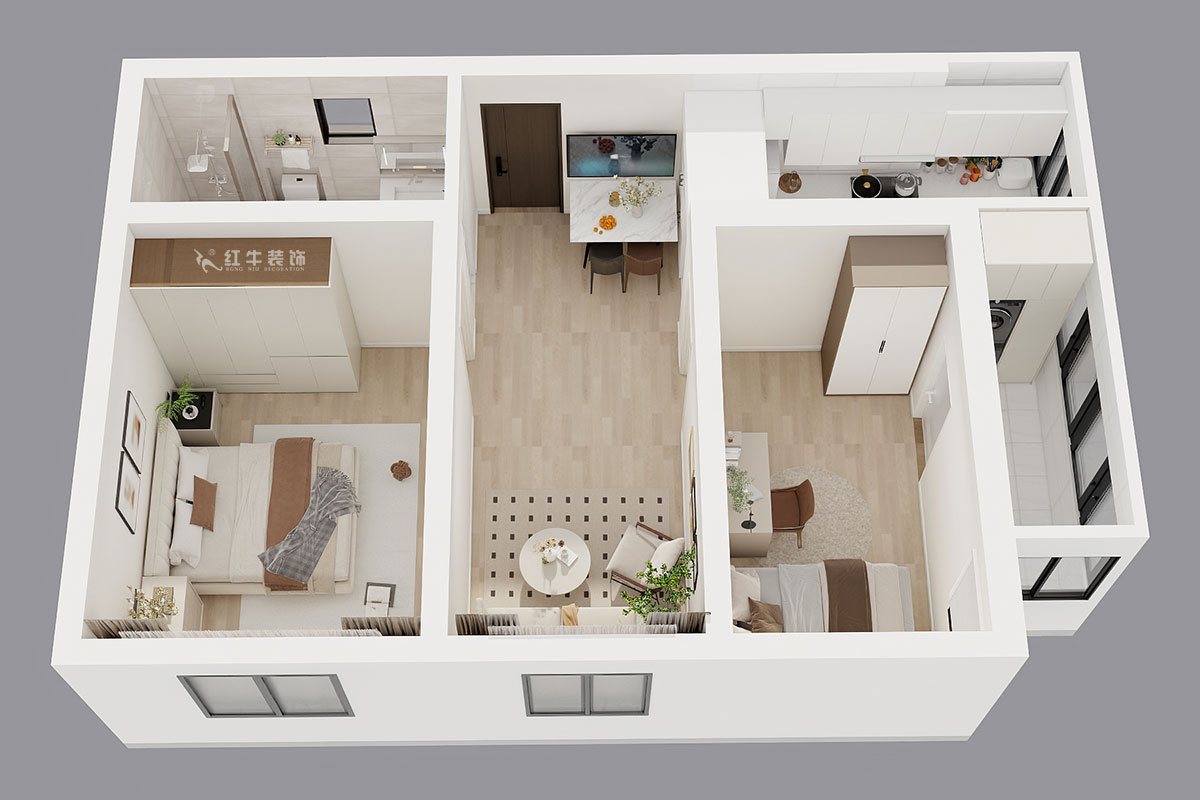 劉曉芳｜青云巷20號(hào)201-57㎡-現(xiàn)代風(fēng)格｜2室2廳1衛(wèi)｜老房裝修｜定制家｜全包8