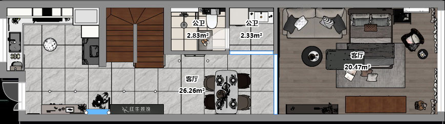 吳波|錦虹美苑15-802-65㎡-現(xiàn)代風(fēng)格|2室1廳1衛(wèi)|舊房裝修|定制家|全包10萬|00_03平面彩圖