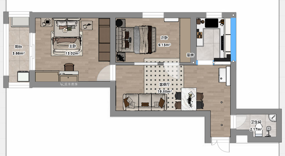 劉曉芳｜武學(xué)園6-807-73㎡-現(xiàn)代風(fēng)格｜2室2廳1衛(wèi)｜老房裝修｜定制家｜全包8