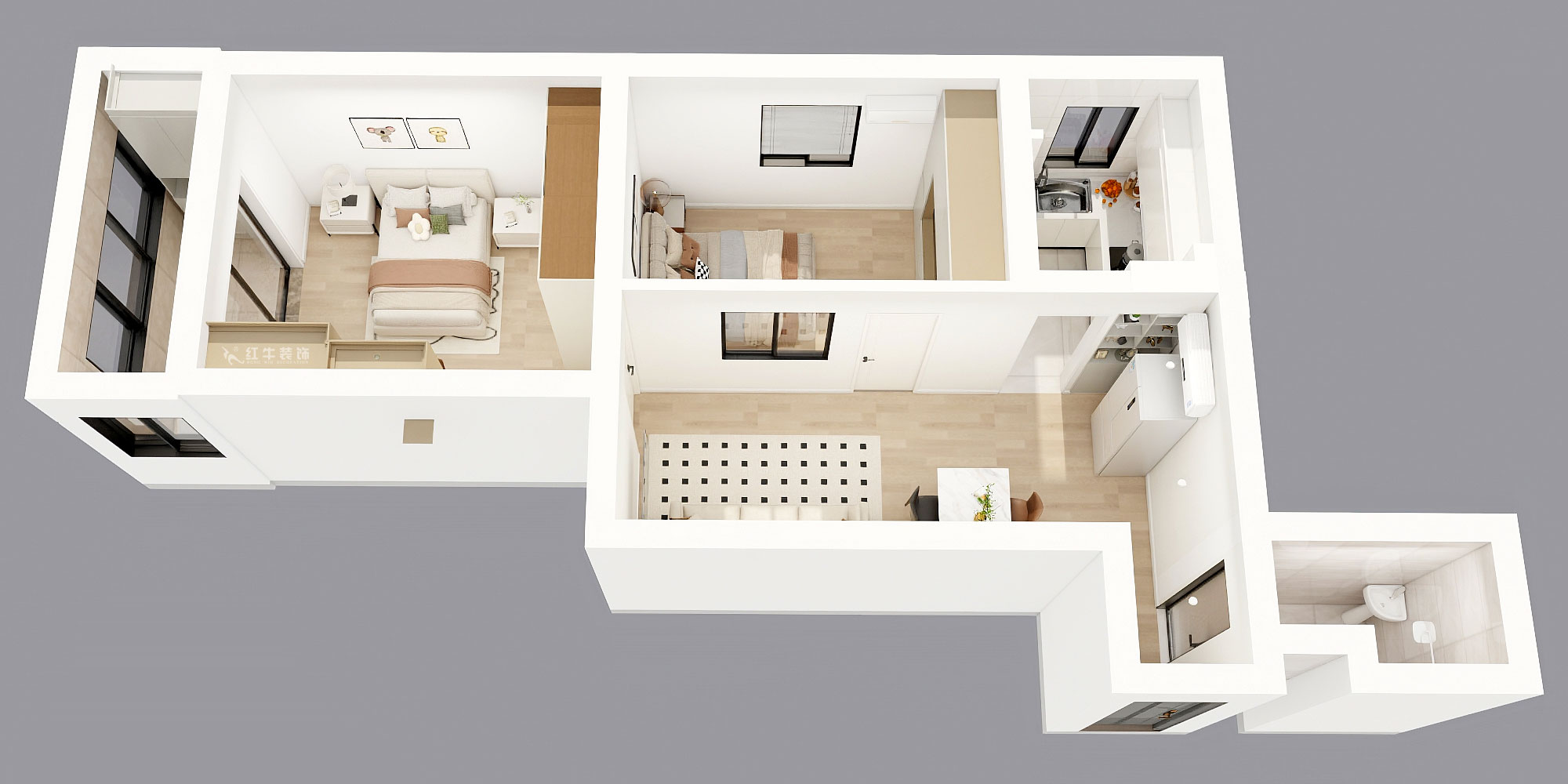 劉曉芳｜武學(xué)園6-807-73㎡-現(xiàn)代風(fēng)格｜2室2廳1衛(wèi)｜老房裝修｜定制家｜全包8