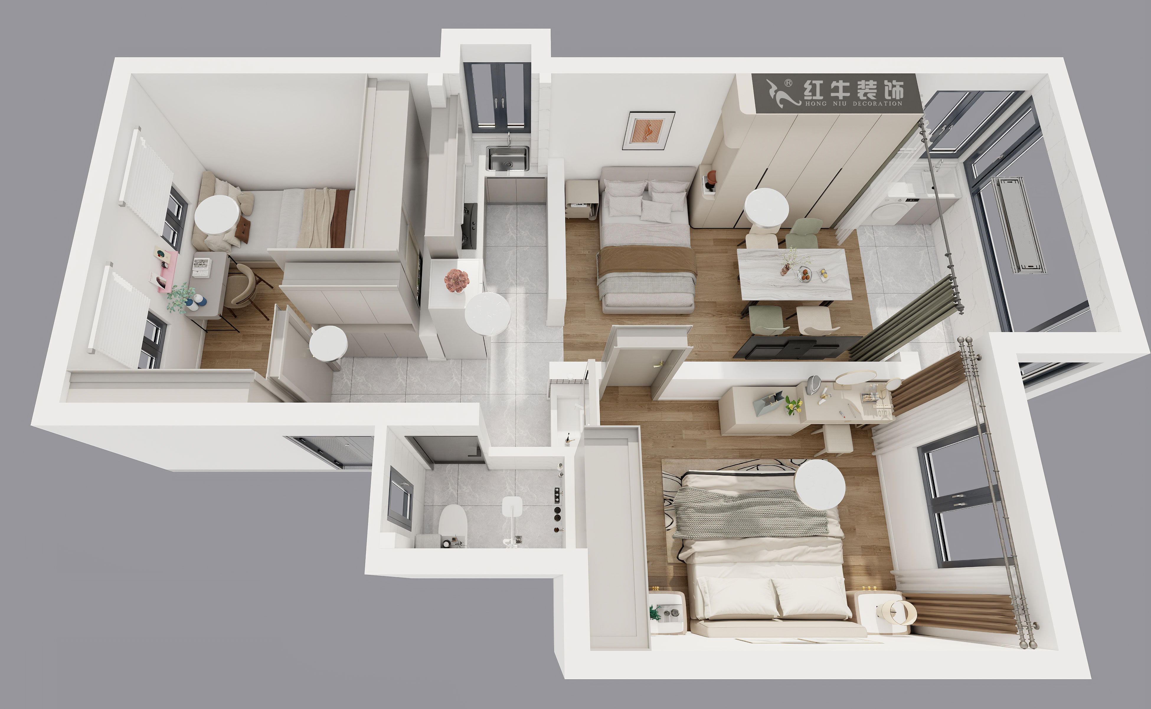 仇美蓉|太平橋南38號1-601-67㎡-簡約風(fēng)格|2室1廳1衛(wèi)|老房裝修|定制家|全包8萬|00_04鳥瞰圖