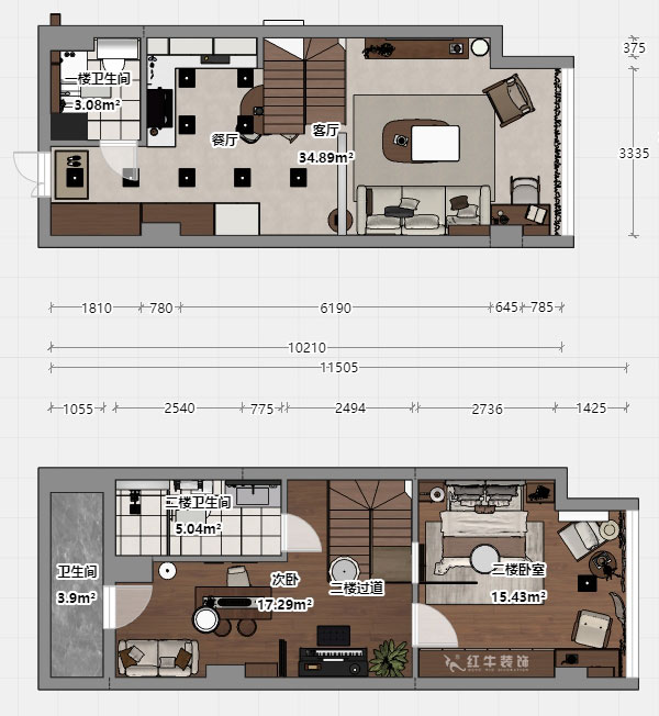 朱明琪|瑞鑫蘭庭綜合樓1708-50㎡復(fù)式-現(xiàn)代簡約風(fēng)格|loft公寓|2室2廳2衛(wèi)|老房裝修|定制家|全包12萬|00_03平面彩圖