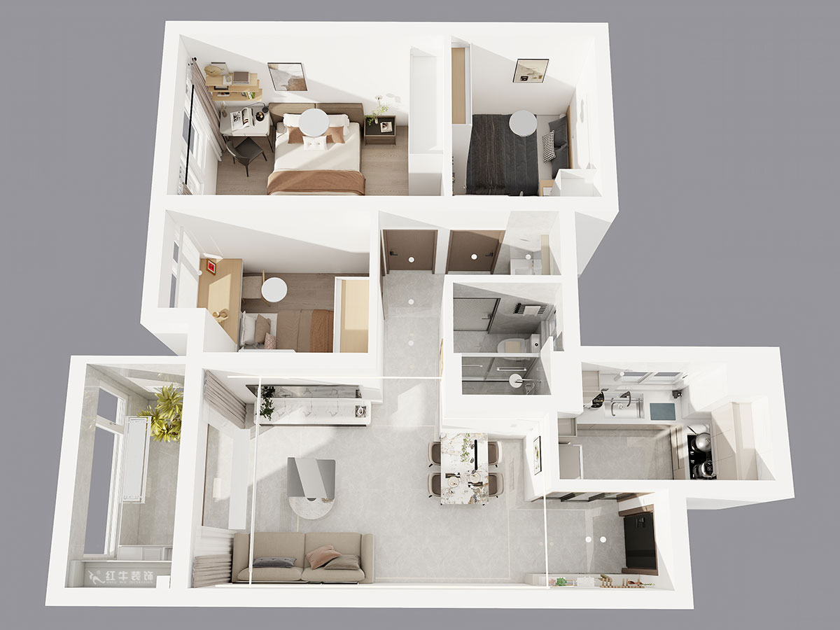 孟憲濤｜江城苑6-2-1704-88㎡-簡(jiǎn)約風(fēng)格｜3室2廳1衛(wèi)｜新房裝修｜定制家｜全包12萬(wàn)｜00_04鳥(niǎo)瞰圖