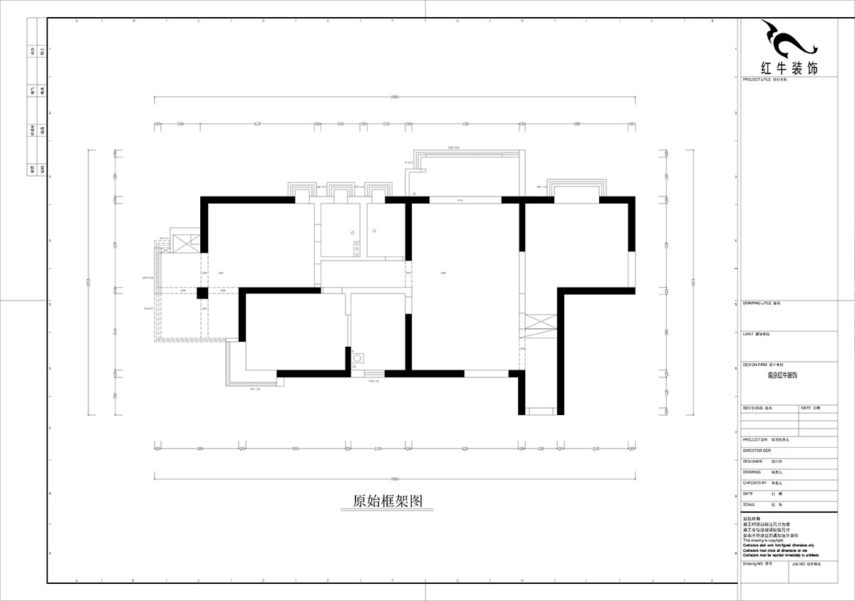 孟憲濤｜龍園北路80號1-2706-130㎡-現(xiàn)代簡約風(fēng)格｜4室2廳2衛(wèi)｜老房裝修｜定制家｜全包16萬｜00_01原始框架圖