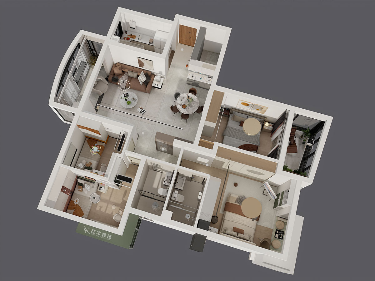 魏利利｜銀城東苑東籬園2幢103室-135㎡-簡(jiǎn)約風(fēng)格｜4室2廳2衛(wèi)｜毛坯裝修｜定制家｜全包24萬(wàn)｜00_05鳥(niǎo)瞰圖