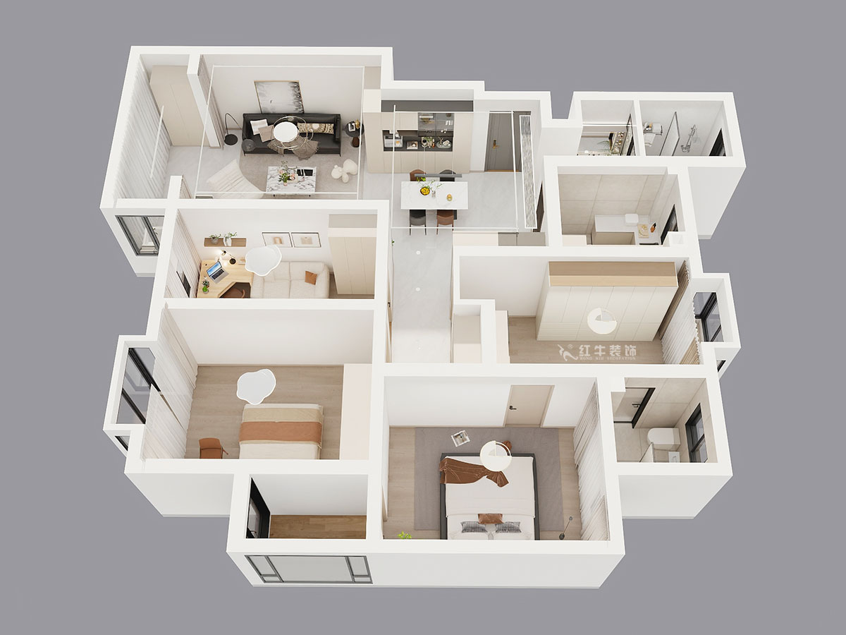 劉曉芳|九龍盛世園19號801室-135㎡-現(xiàn)代風格|4室2廳2衛(wèi)|老房裝修|定制家|全包15