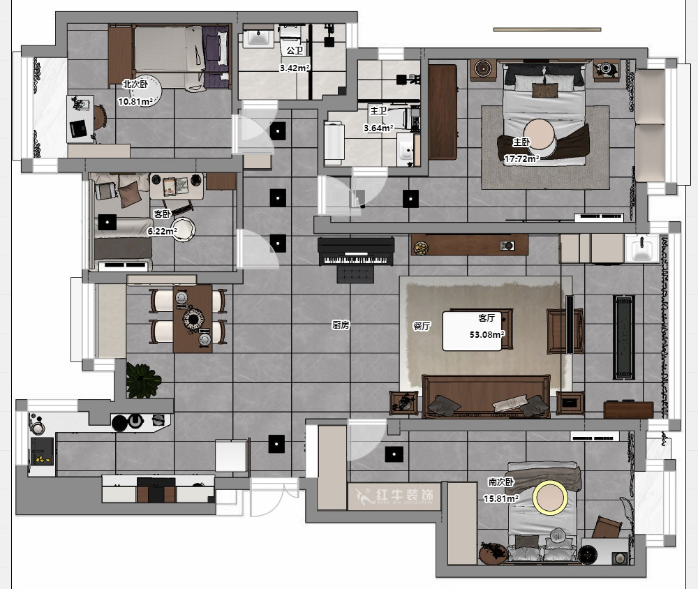 孟憲濤｜高科榮域8-2-303-133㎡-簡(jiǎn)約中式風(fēng)格｜4室2廳2衛(wèi)｜老房裝修｜定制家｜全包17