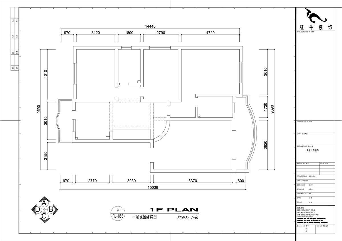 仇美蓉|梅花山莊36-3-605-132㎡-簡(jiǎn)約風(fēng)格|3室2廳2衛(wèi)|老房裝修|定制家|全包18萬|00_01一層原始框架圖