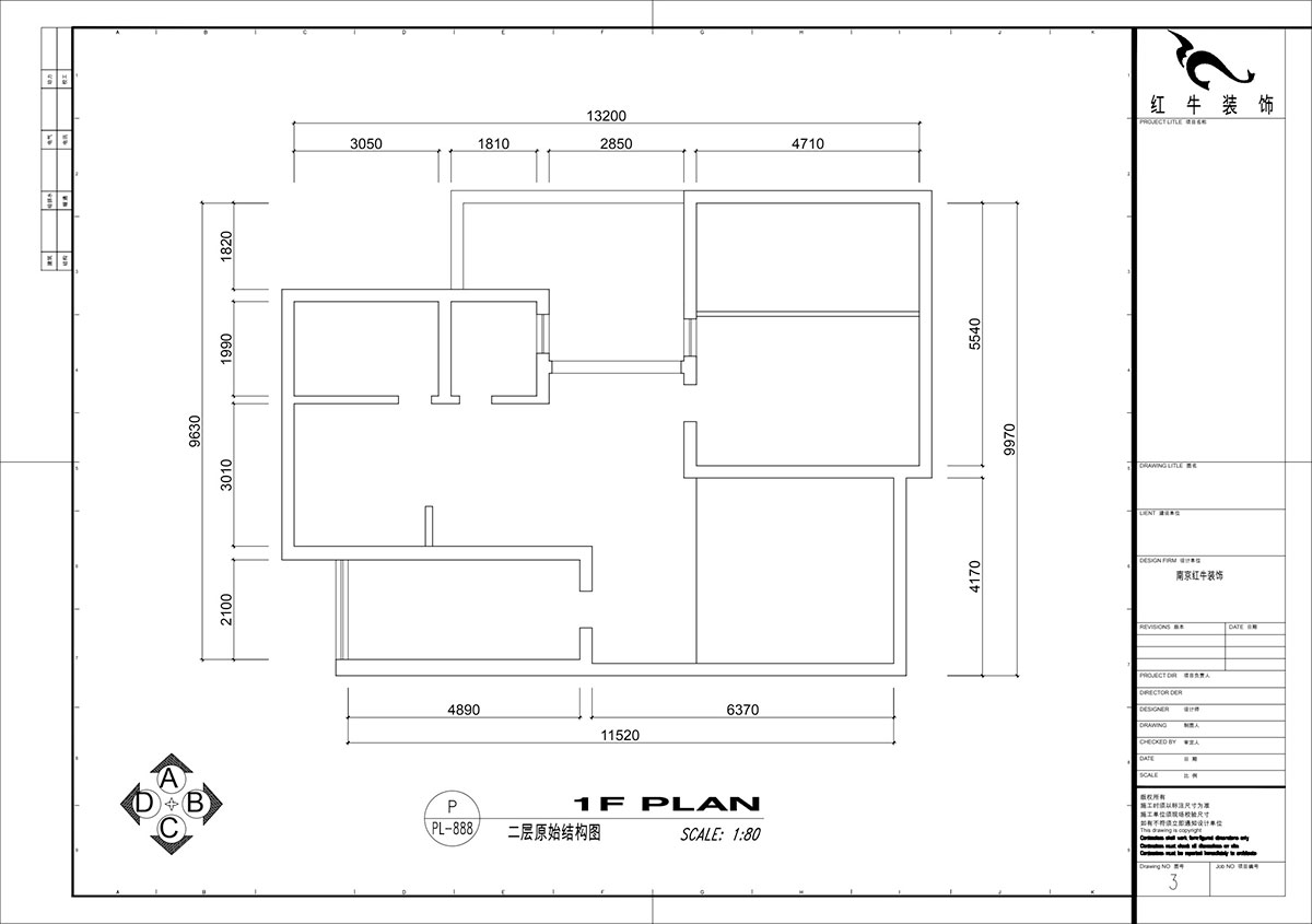 仇美蓉|梅花山莊36-3-605-132㎡-簡(jiǎn)約風(fēng)格|3室2廳2衛(wèi)|老房裝修|定制家|全包18萬|00_02二層原始框架圖