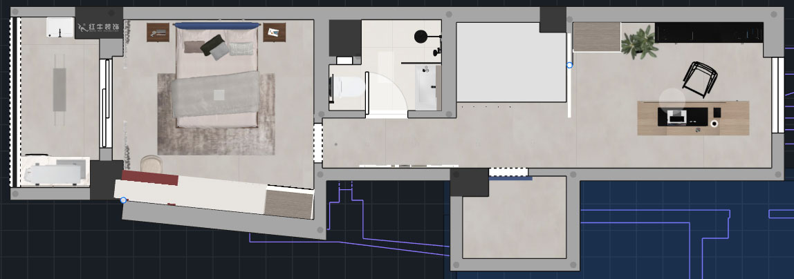 蔣琛｜圣淘沙花城6-1705-105㎡-現(xiàn)代簡約風(fēng)格｜2室2廳1衛(wèi)｜老房裝修｜定制家｜全包15萬｜00_06二層平面彩圖