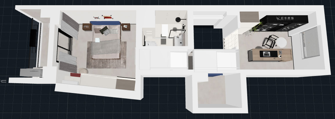 蔣琛｜圣淘沙花城6-1705-105㎡-現(xiàn)代簡約風(fēng)格｜2室2廳1衛(wèi)｜老房裝修｜定制家｜全包15萬｜00_08二層鳥瞰圖